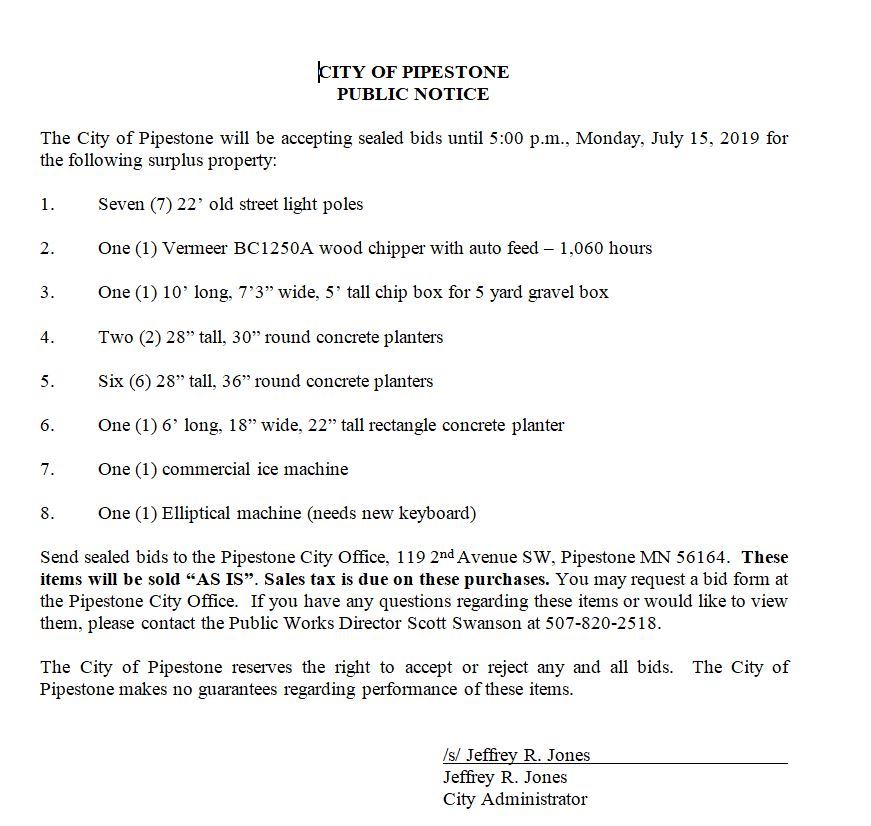 7.15.19 Surplus Property