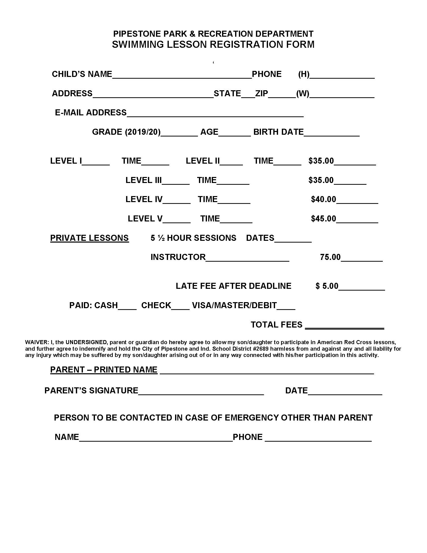 2020 Swimming Lesson Registration Form_Page_1