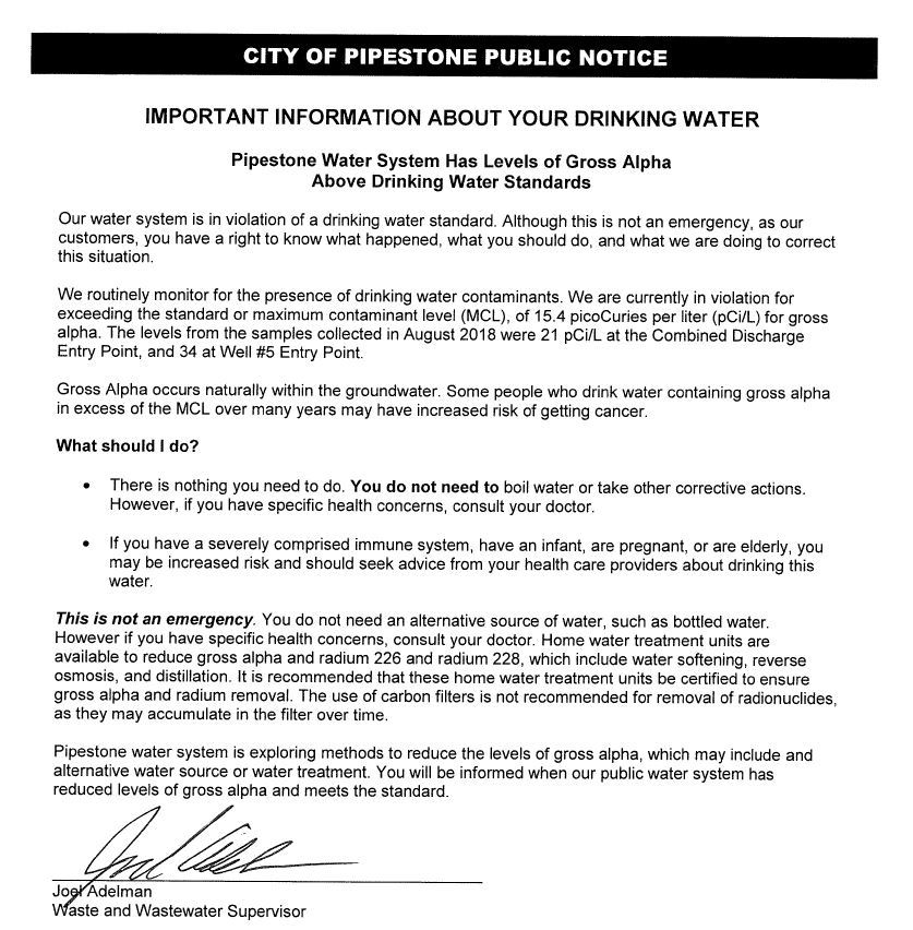 Public Hearing Notice-Drinking Water
